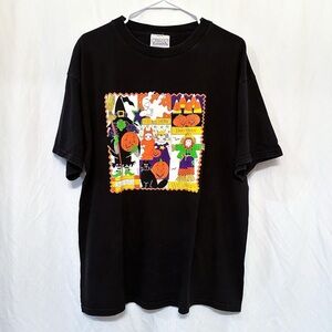 Rare Basic Editions Vintage Halloween Graphic T-Shirt in Black